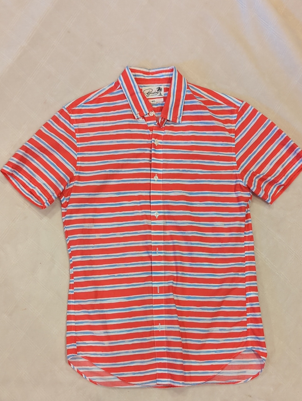 Bonobos Riviera Short-Sleeve Striped Button-Down Shirt with Blue & White Accents